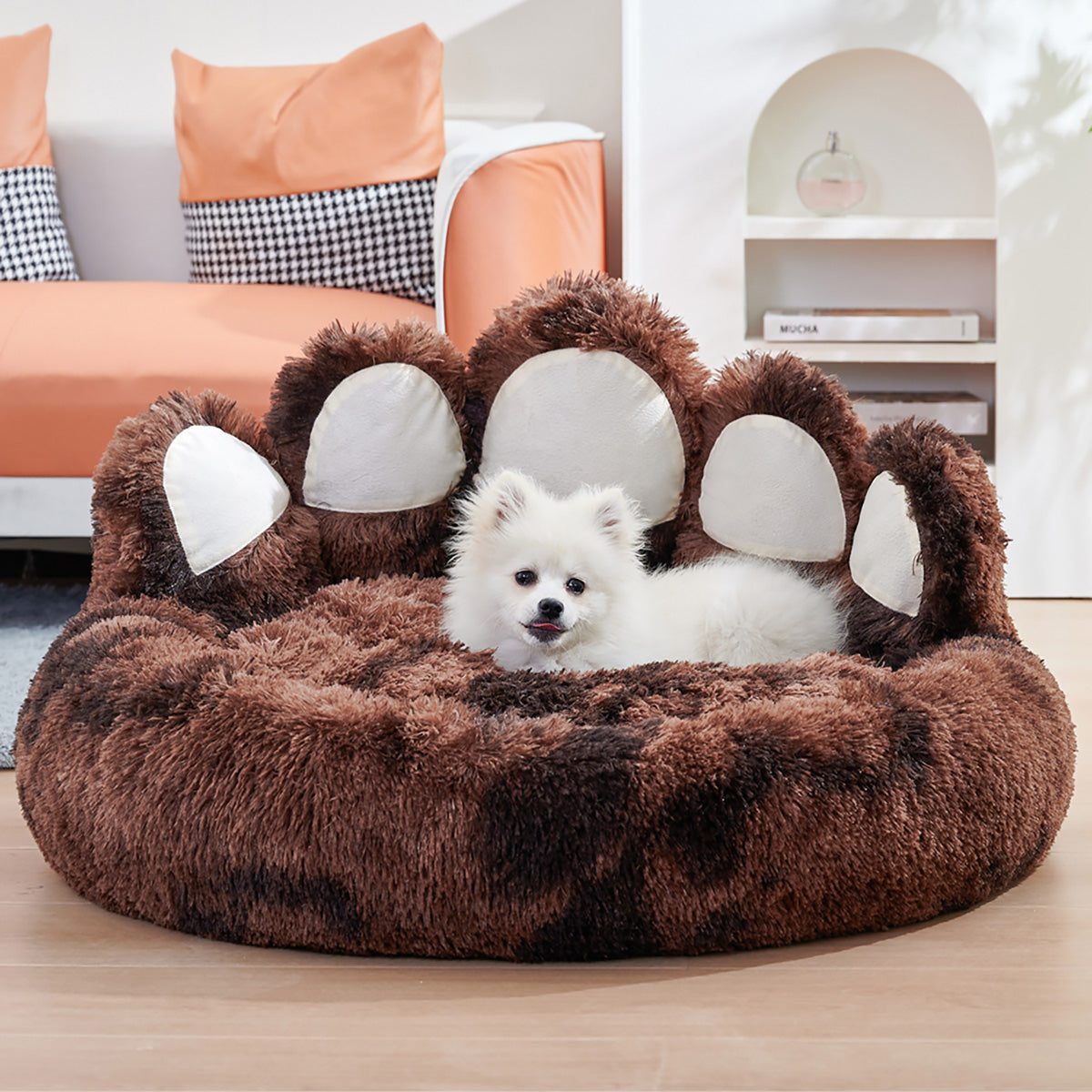 Cute Dog Bear Paw Shape Dog Bed, Dog Beds & Furniture for Small and Medium Dogs, Cozy Plush Cute Cat Beds for Indoor Cats