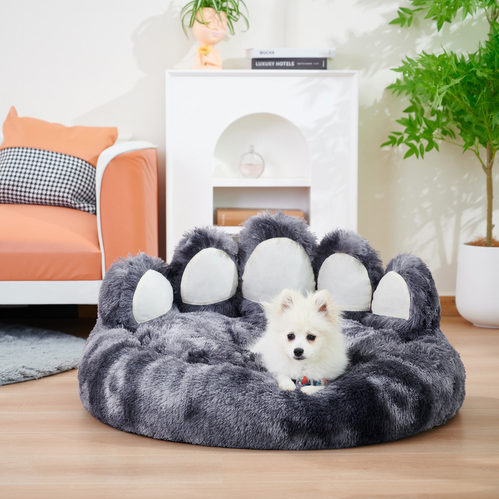 Cute Dog Bear Paw Shape Dog Bed, Dog Beds & Furniture for Small and Medium Dogs, Cozy Plush Cute Cat Beds for Indoor Cats