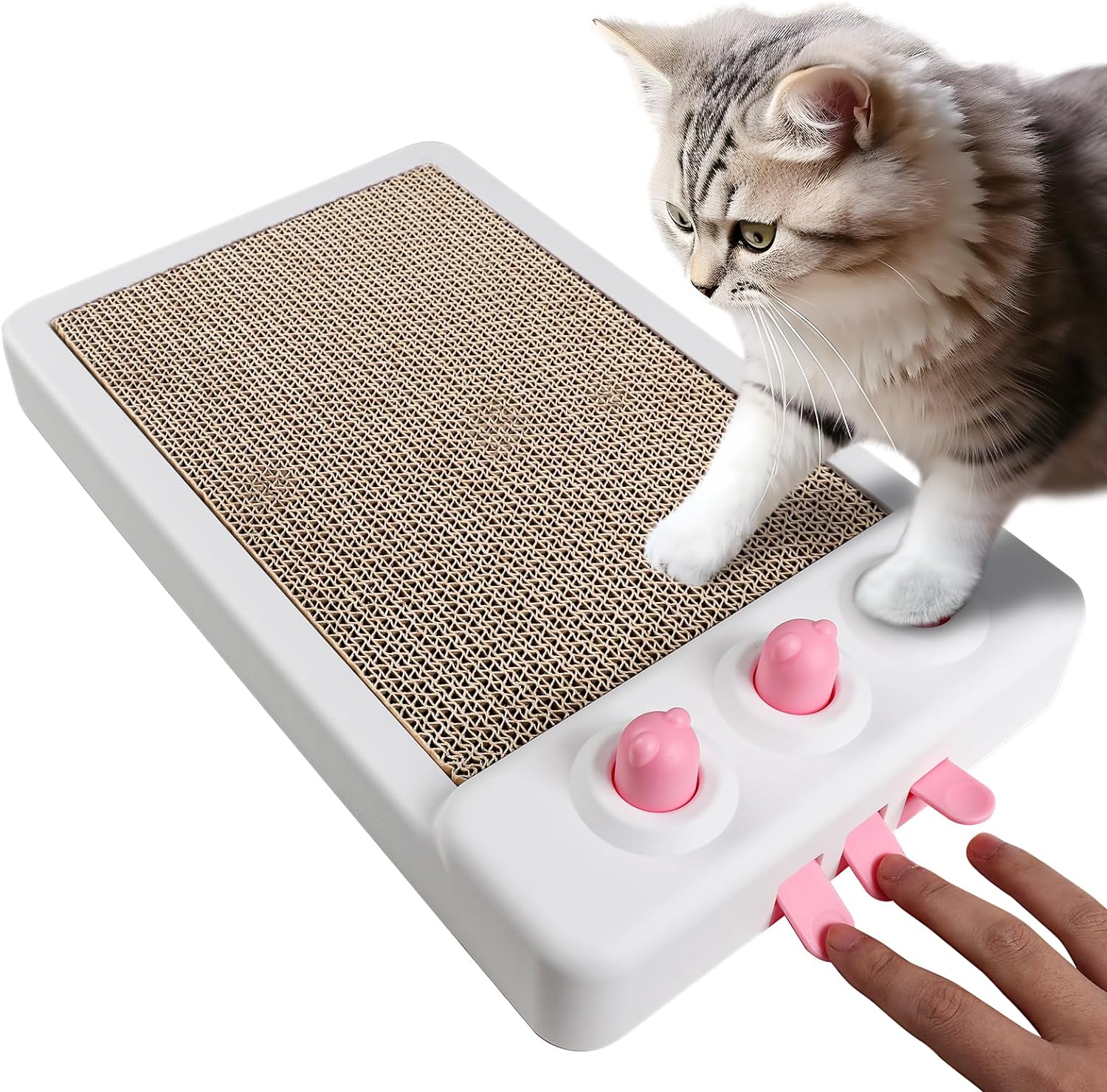 Cat Scratcher Toy Interactive Whack a Mole Cat Toy Cardboard Cat Scratcher Cat Scratching Board Cat Scratching Pad for Indoor Cats Cat Enrichment Toys